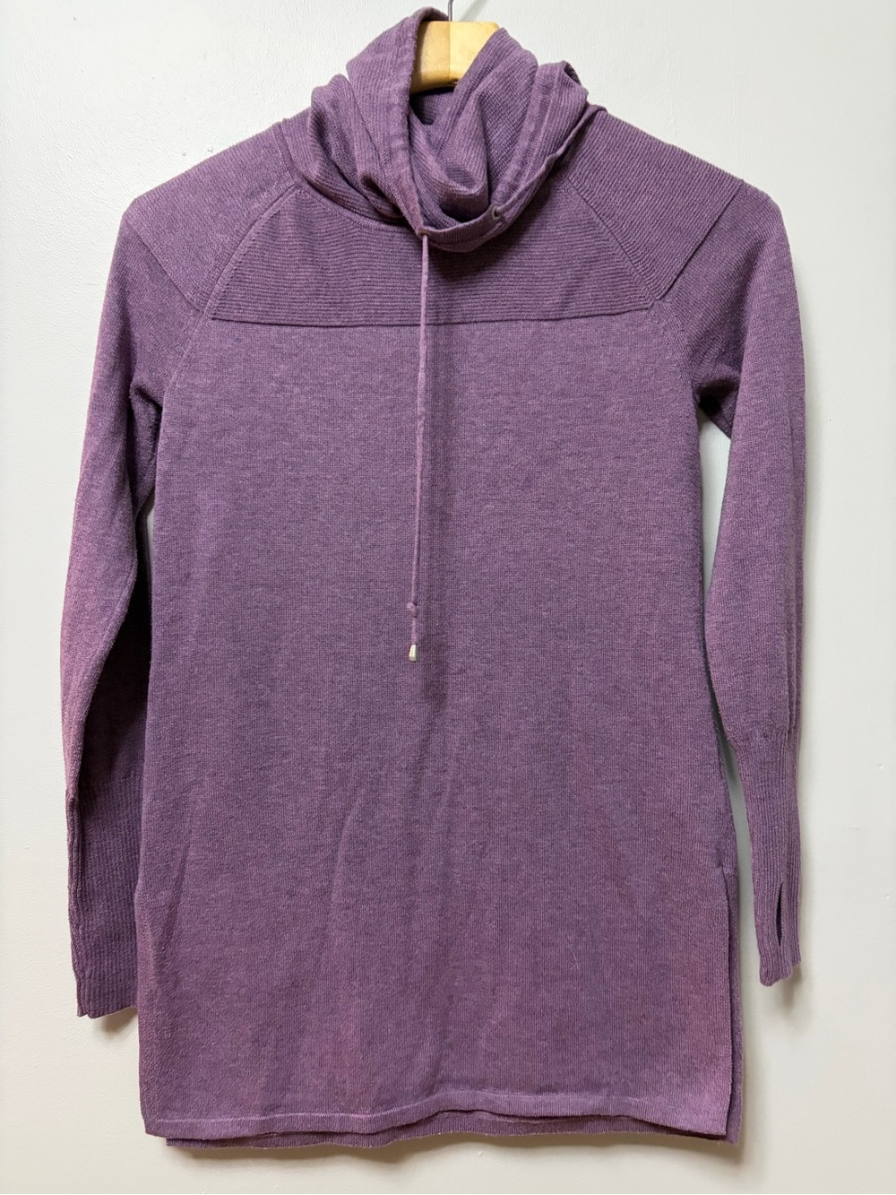 Dakini Women Purple Cowl Neck Tunic Sweater Size XS Side Slits